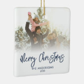 Frohe Weihnachten Modernes Script 2 Foto Keramikornament (Rechts)