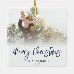 Frohe Weihnachten Modernes Script 2 Foto Keramikornament