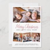 Frohe Weihnachten | Modernes Script 4 Foto Holiday (Vorderseite)