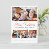 Frohe Weihnachten | Modernes Script 4 Foto Holiday (Stehend Vorderseite)