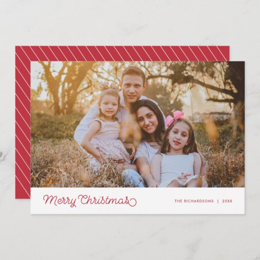 Frohe Weihnachten Modernes Script-Foto (Vorne/Hinten)