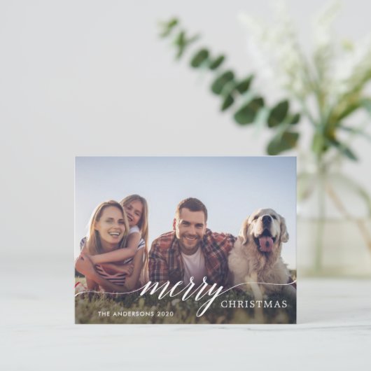 Frohe Weihnachten Modernes Script-Foto (Stehend Vorderseite)