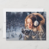 Frohe Weihnachten Modernes Script Foto 2 Karte (Vorderseite)