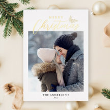 Frohe Weihnachten Modernes Script Foto Gold