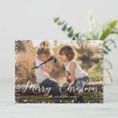 Frohe Weihnachten Modernes Script FOTO Gruß (Stehend Vorderseite)