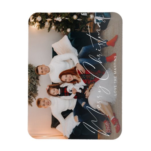 Frohe Weihnachten Modernes Script-Foto Magnet (Vertikal)