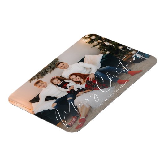 Frohe Weihnachten Modernes Script-Foto Magnet (Linke Seite)