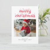 Frohe Weihnachten Modernes Snowy Script Foto (Stehend Vorderseite)