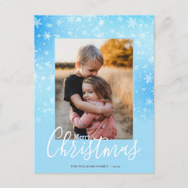 Frohe Weihnachten Modernes Snowy Winter Blue Foto