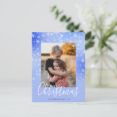 Frohe Weihnachten Modernes Snowy Winter Lila Foto (Stehend Vorderseite)