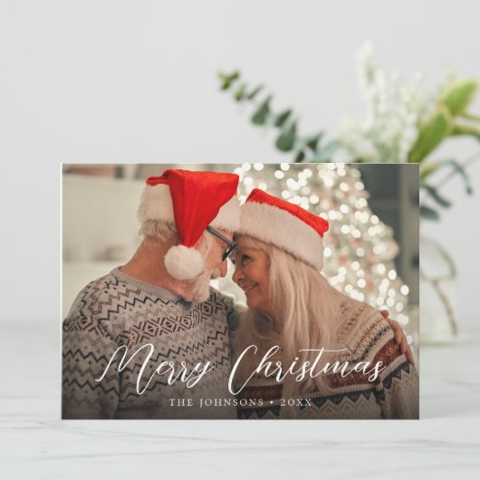 Frohe Weihnachten Modernes, stilvolles Script Coup (Stehend Vorderseite)