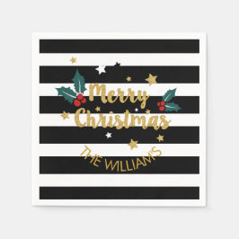 Frohe Weihnachten Modernes Textdesign Gold Glitzer Serviette