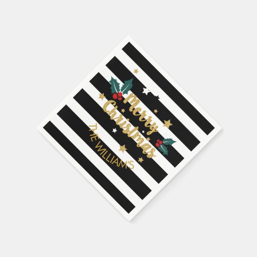 Frohe Weihnachten Modernes Textdesign Gold Glitzer Serviette (Ecke)