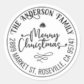 Frohe Weihnachten Modernes, trendy Script anpassba Runder Aufkleber (Vorderseite)