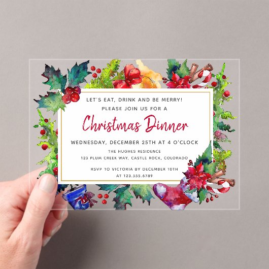 Frohe Weihnachten Modernes Weihnachtsfest im Wasse Acryleinladungen (Insitu (Handheld))