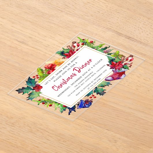 Frohe Weihnachten Modernes Weihnachtsfest im Wasse Acryleinladungen (Ablage )