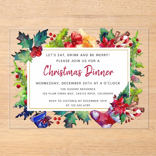 Frohe Weihnachten Modernes Weihnachtsfest im Wasse Acryleinladungen (Vorderseite)