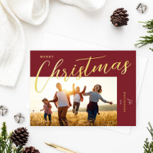 Frohe Weihnachten Modernes Wine Gold Script Foto