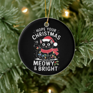 Frohe Weihnachten, möge es miauen und hell sein Ka Keramik Ornament