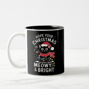 Frohe Weihnachten, möge es schnurrig und hell sein Zweifarbige Tasse