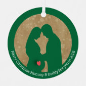Frohe Weihnachten Mommy & Daddy Bis 2026 Ornament Aus Metall (Vorderseite)
