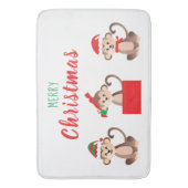 Frohe Weihnachten Monkey Weihnachten Hat Red Green Badematte (Vorderseite Vertikal)