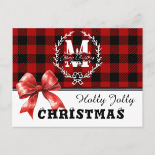 Frohe Weihnachten Monogramm Kranz Buffalo Kariert
