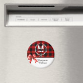 Frohe Weihnachten Monogramm Kranz Buffalo Plaid Magnet (In Situ (Geschirrspüler))