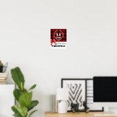 Frohe Weihnachten Monogramm Kranz Buffalo Plaid Poster (Heimbüro)