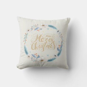 Frohe Weihnachten Monogramm Kranz Wurf Kissen