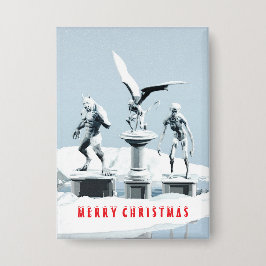 Frohe Weihnachten. Monster-Eisskulpturen Button