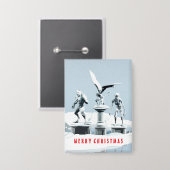 Frohe Weihnachten. Monster-Eisskulpturen Button (Vorderseite/Rückseite)