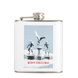 Frohe Weihnachten. Monster-Eisskulpturen Flachmann