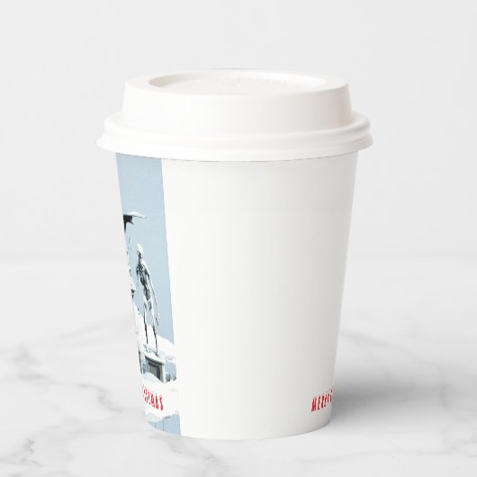 Frohe Weihnachten. Monster-Eisskulpturen Pappbecher (Links)