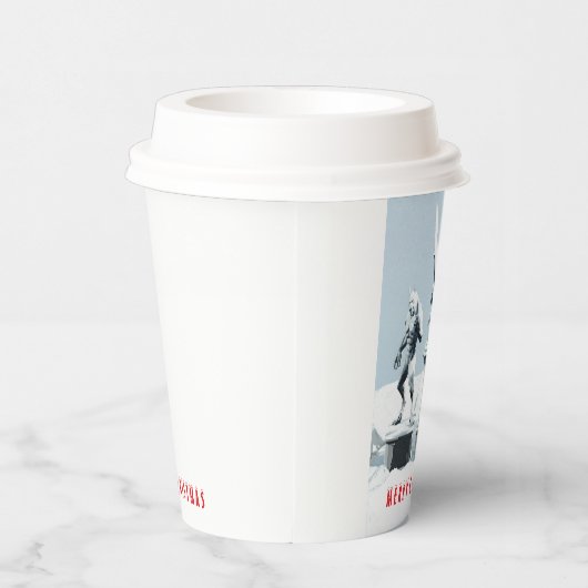 Frohe Weihnachten. Monster-Eisskulpturen Pappbecher (Rechts)