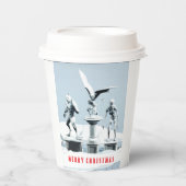 Frohe Weihnachten. Monster-Eisskulpturen Pappbecher (Vorderseite)