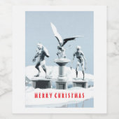 Frohe Weihnachten. Monster-Eisskulpturen Weinetikett (Einzelnes Label)