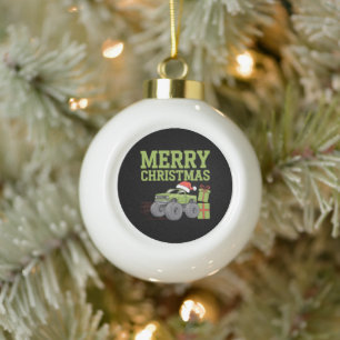 Frohe Weihnachten Monster Truck Kleinkind Jungen X Keramik Kugel-Ornament