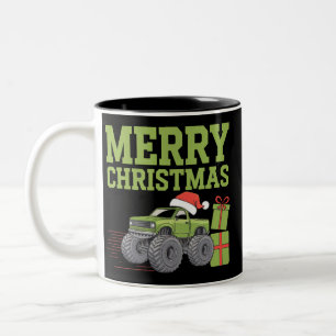 Frohe Weihnachten Monster Truck Kleinkind Jungen X Zweifarbige Tasse