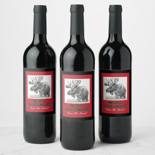 Frohe Weihnachten MOOSE Weinetikett (Flaschen)