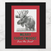 Frohe Weihnachten MOOSE Weinetikett (Einzelnes Label)