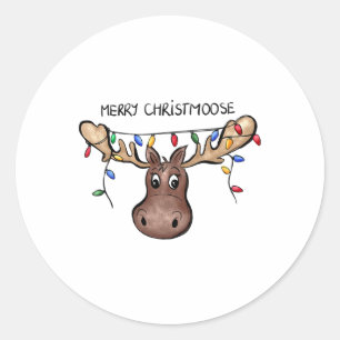 Frohe Weihnachten Moose Xmas Lover Holid Runder Aufkleber