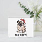 Frohe Weihnachten Mops-Hund Weihnachtsmannmütze Fe (Stehend Vorderseite)