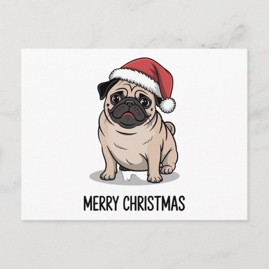 Frohe Weihnachten Mops-Hund Weihnachtsmannmütze Fe (Vorderseite)