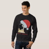Frohe Weihnachten Mops mit Weihnachtsmannmütze Cla Sweatshirt (Vorne ganz)