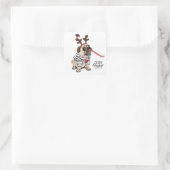 Frohe Weihnachten | Mops Reindeer Quadratischer Aufkleber (Tasche)