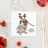 Frohe Weihnachten | Mops Reindeer Serviette (Beispiel)