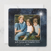 Frohe Weihnachten Mountain Sky Star Familienname Karte (Rückseite)