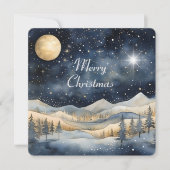 Frohe Weihnachten Mountain Sky Star Familienname Karte (Vorderseite)