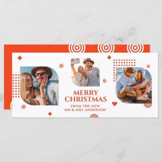 Frohe Weihnachten Mr. & Mrs. 3 Foto Collage Modern (Vorne/Hinten)